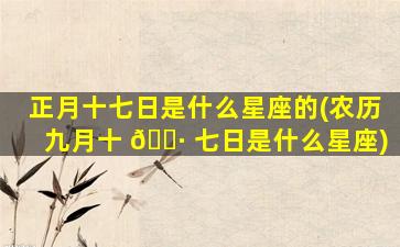 正月十七日是什么星座的(农历九月十 🌷 七日是什么星座)